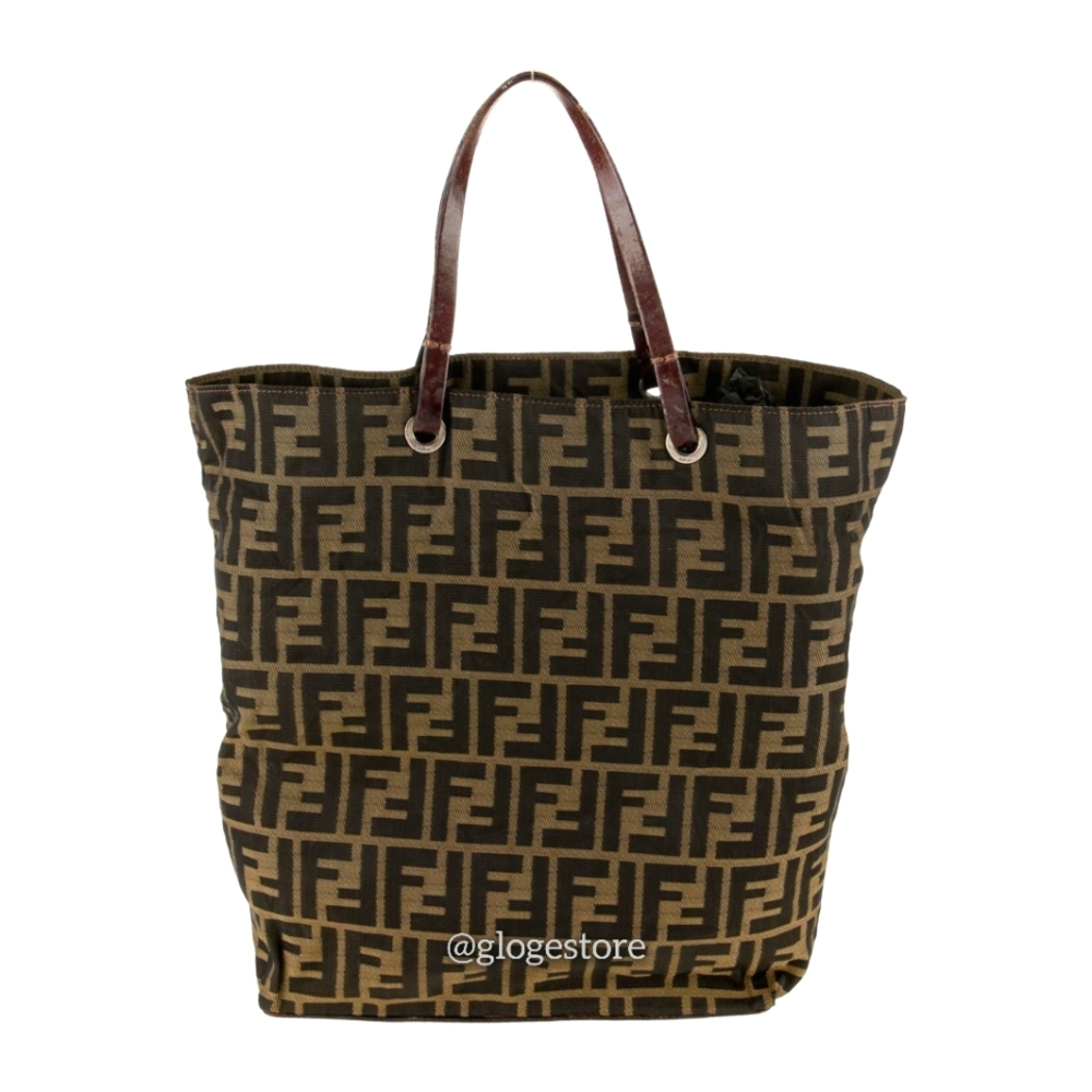 Fendi Classic Canvas Tote Bag Leather Handles